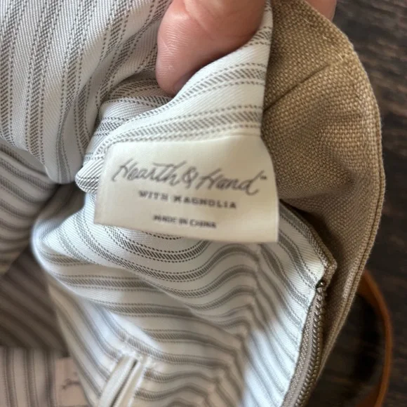 Hearth and Hand with Magnolia large  tan and grey canvas tote purse - Picture 12 of 13